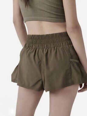 Free People Movement Get Your Flirt On Dark Olive Green Shorts Size XS